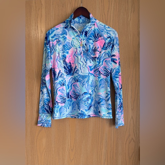 Lilly Pulitzer Tops - Lilly Pulitzer | SZ XS | Marion Half Zip UPF 50+ Long Sleeve top Surf Blue Pink